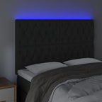 Galvūgalis su LED, juodos spalvos, 144x7x118/128cm, aksomas