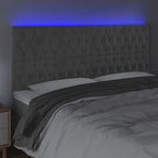 Galvūgalis su LED, šviesiai pilkas, 180x7x118/128cm, aksomas