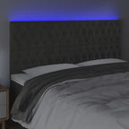 Galvūgalis su LED, tamsiai pilkas, 180x7x118/128cm, aksomas