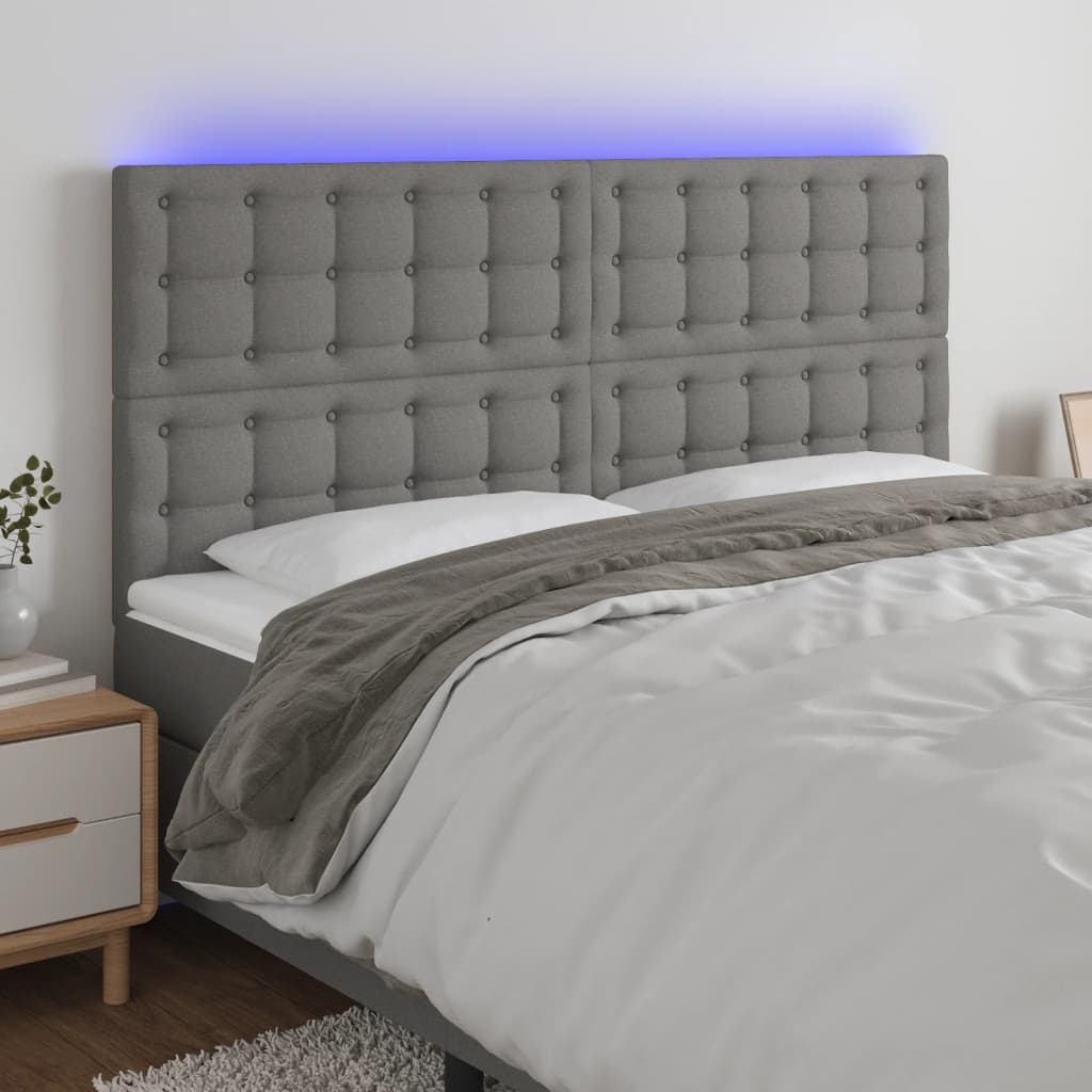Galvūgalis su LED, tamsiai pilkas, 160x5x118/128cm, audinys