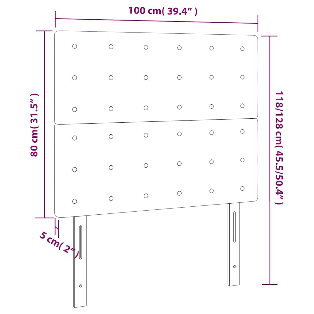 Galvūgalis su LED, tamsiai žalias, 100x5x118/128cm, aksomas