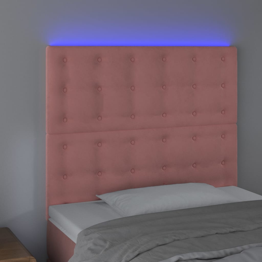 Galvūgalis su LED, rožinės spalvos, 100x5x118/128cm, aksomas