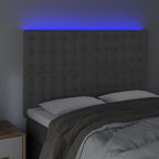 Galvūgalis su LED, šviesiai pilkas, 144x5x118/128cm, aksomas