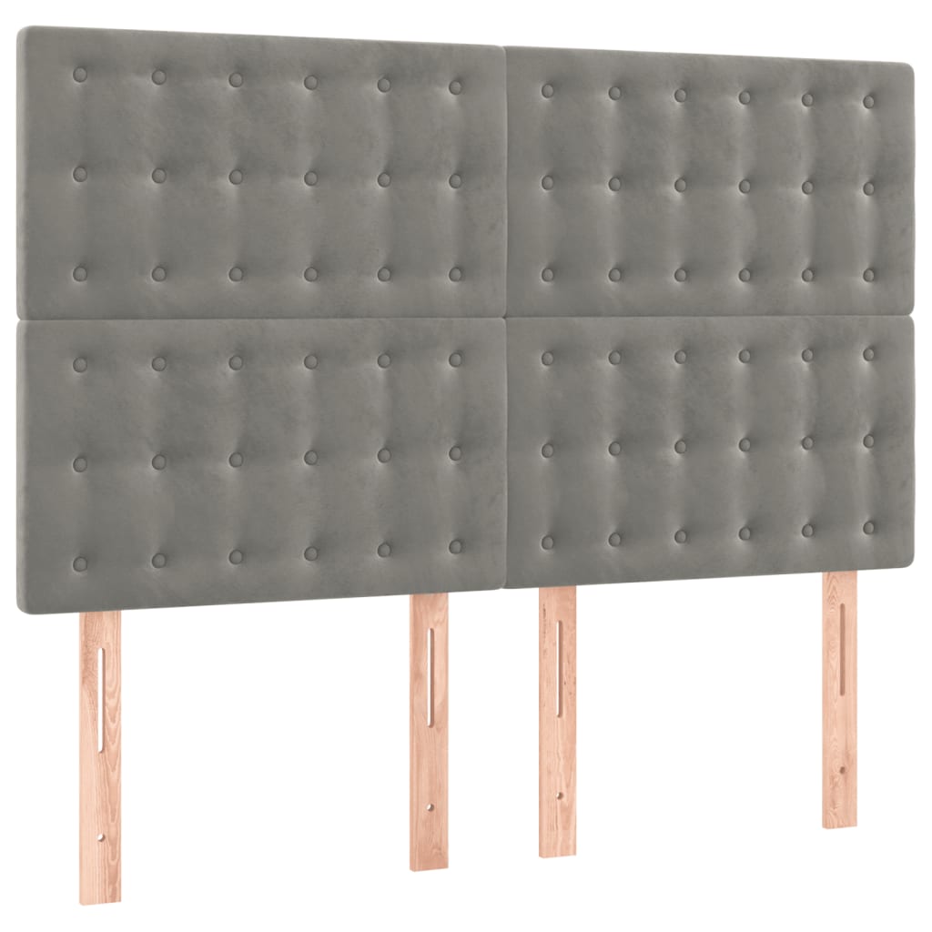 Galvūgalis su LED, šviesiai pilkas, 144x5x118/128cm, aksomas