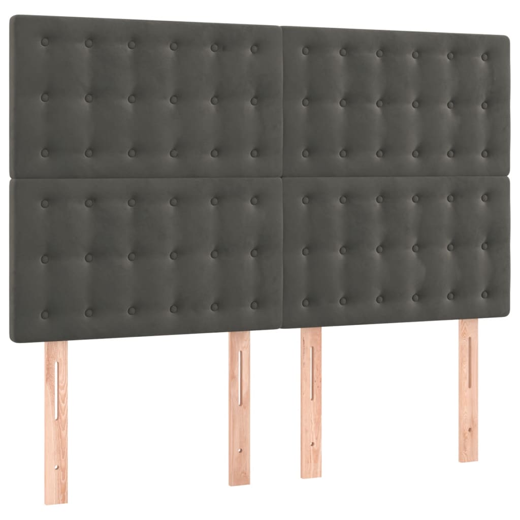 Galvūgalis su LED, tamsiai pilkas, 144x5x118/128cm, aksomas