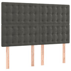 Galvūgalis su LED, tamsiai pilkas, 144x5x118/128cm, aksomas