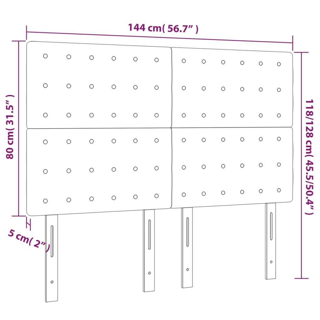 Galvūgalis su LED, tamsiai pilkas, 144x5x118/128cm, aksomas
