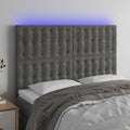 Galvūgalis su LED, tamsiai pilkas, 144x5x118/128cm, aksomas