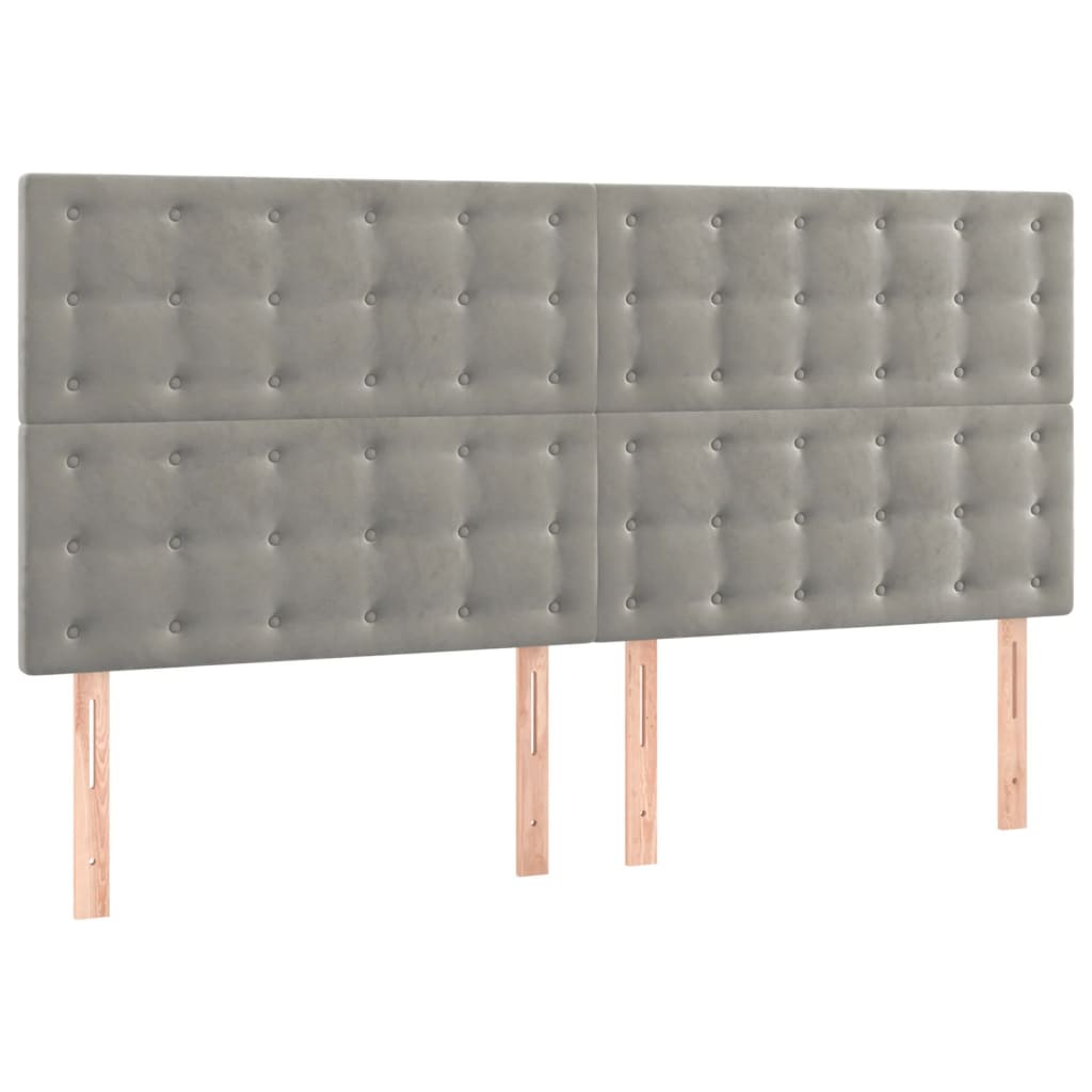 Galvūgalis su LED, šviesiai pilkas, 160x5x118/128cm, aksomas