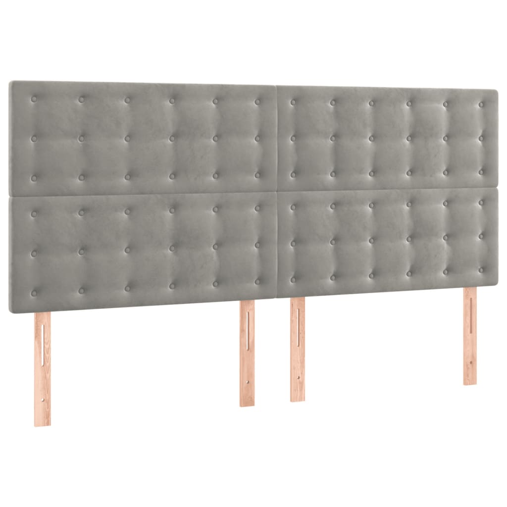 Galvūgalis su LED, šviesiai pilkas, 180x5x118/128cm, aksomas