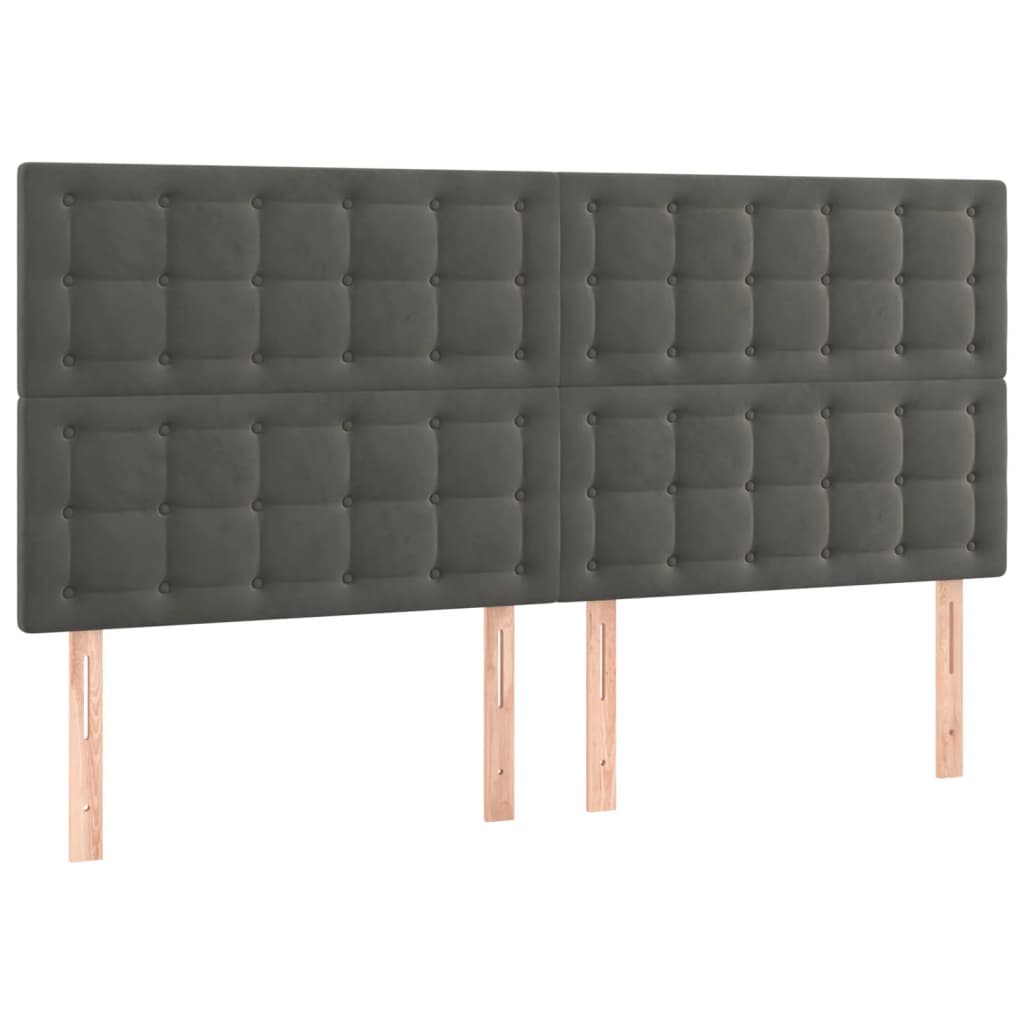 Galvūgalis su LED, tamsiai pilkas, 180x5x118/128cm, aksomas