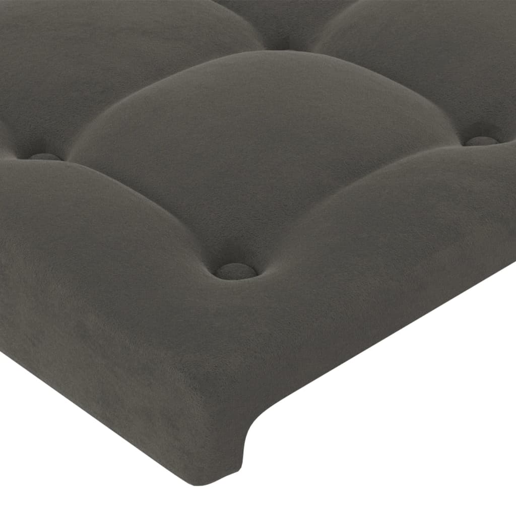 Galvūgalis su LED, tamsiai pilkas, 180x5x118/128cm, aksomas