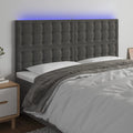 Galvūgalis su LED, tamsiai pilkas, 180x5x118/128cm, aksomas
