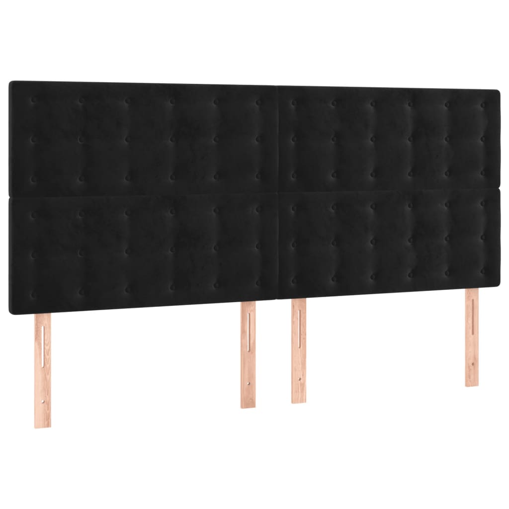 Galvūgalis su LED, juodos spalvos, 180x5x118/128cm, aksomas