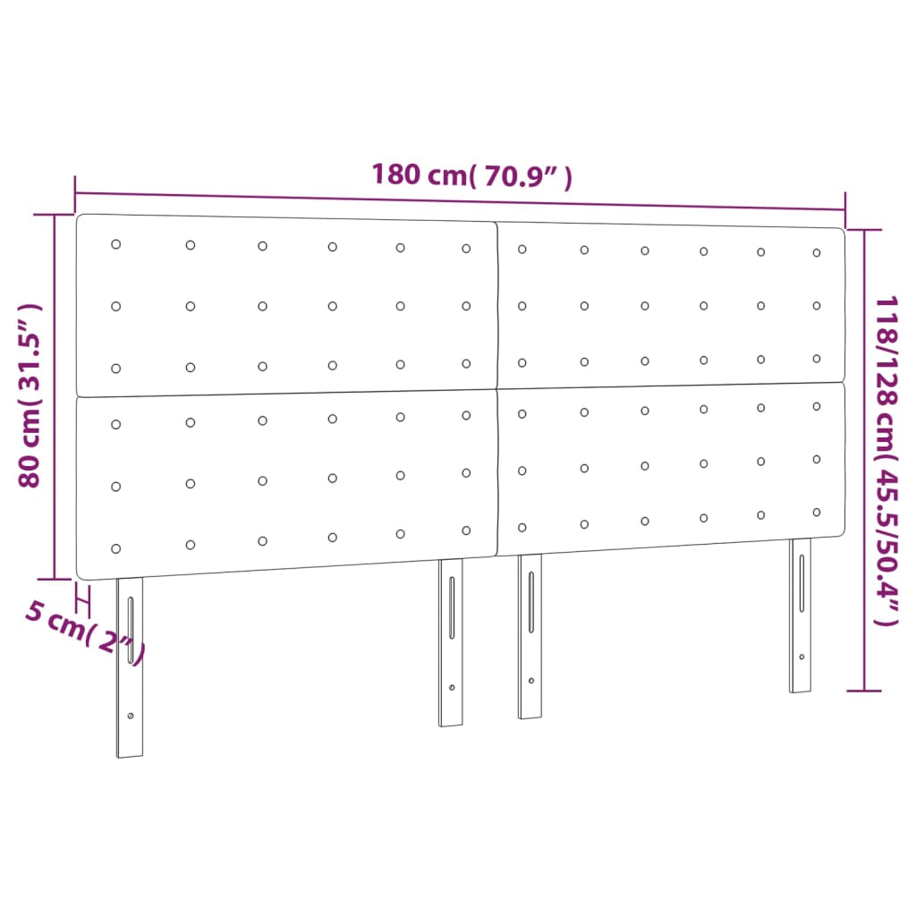 Galvūgalis su LED, juodos spalvos, 180x5x118/128cm, aksomas