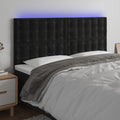 Galvūgalis su LED, juodos spalvos, 180x5x118/128cm, aksomas