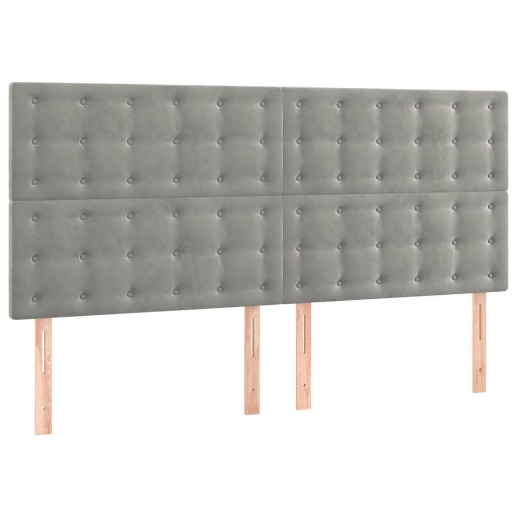 Galvūgalis su LED, šviesiai pilkas, 200x5x118/128cm, aksomas