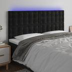 Galvūgalis su LED, juodos spalvos, 200x5x118/128cm, aksomas