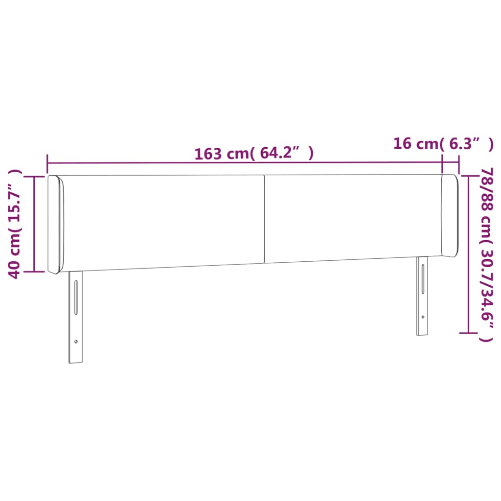 Galvūgalis su LED, taupe spalvos, 163x16x78/88cm, audinys