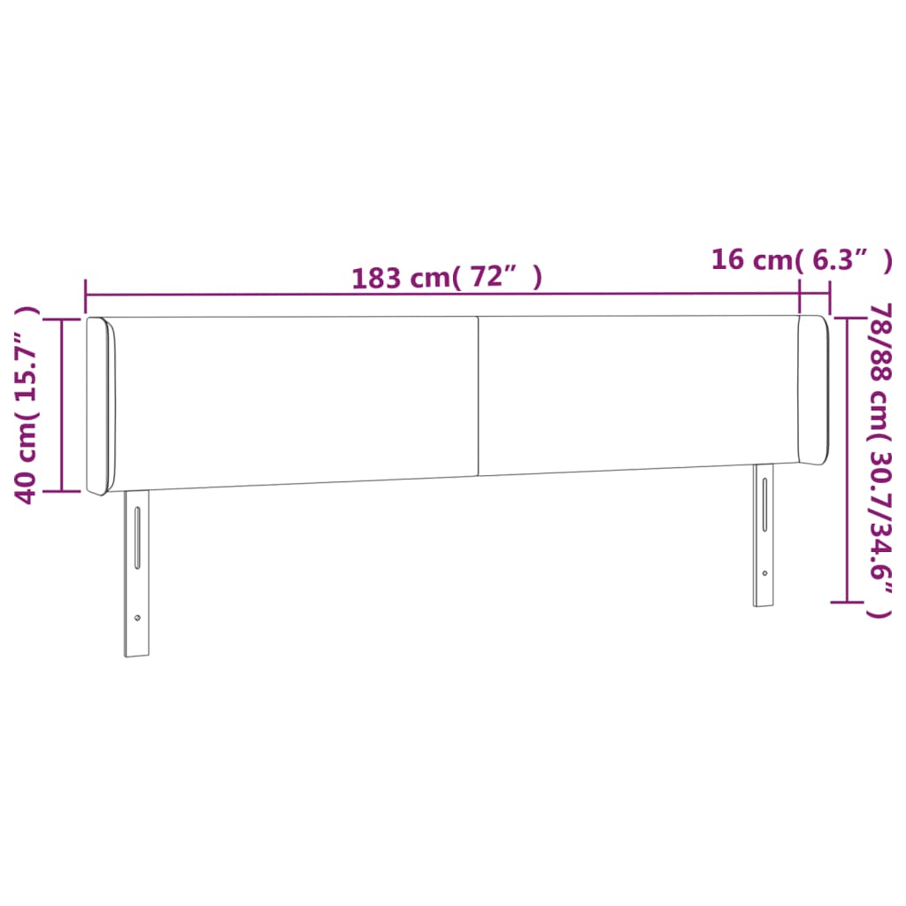 Galvūgalis su LED, šviesiai pilkas, 183x16x78/88cm, audinys