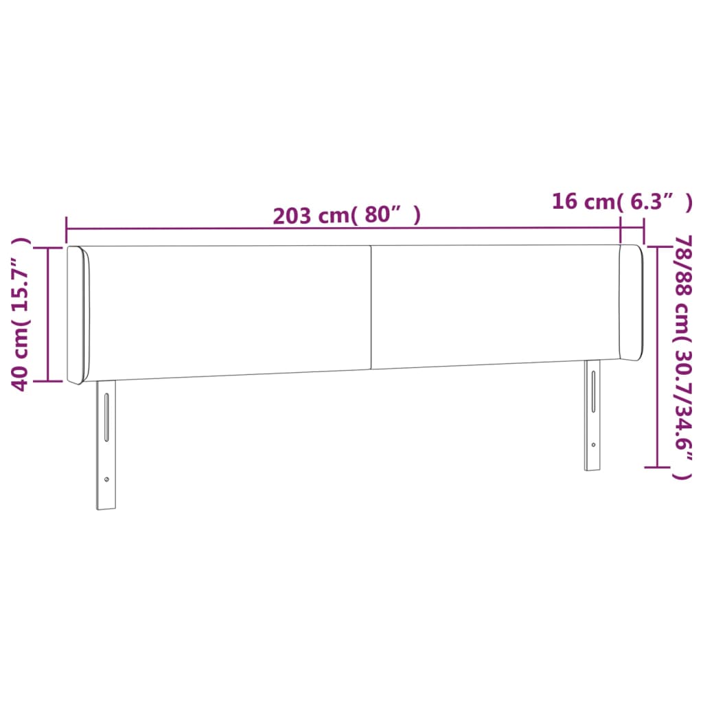 Galvūgalis su LED, taupe spalvos, 203x16x78/88cm, audinys