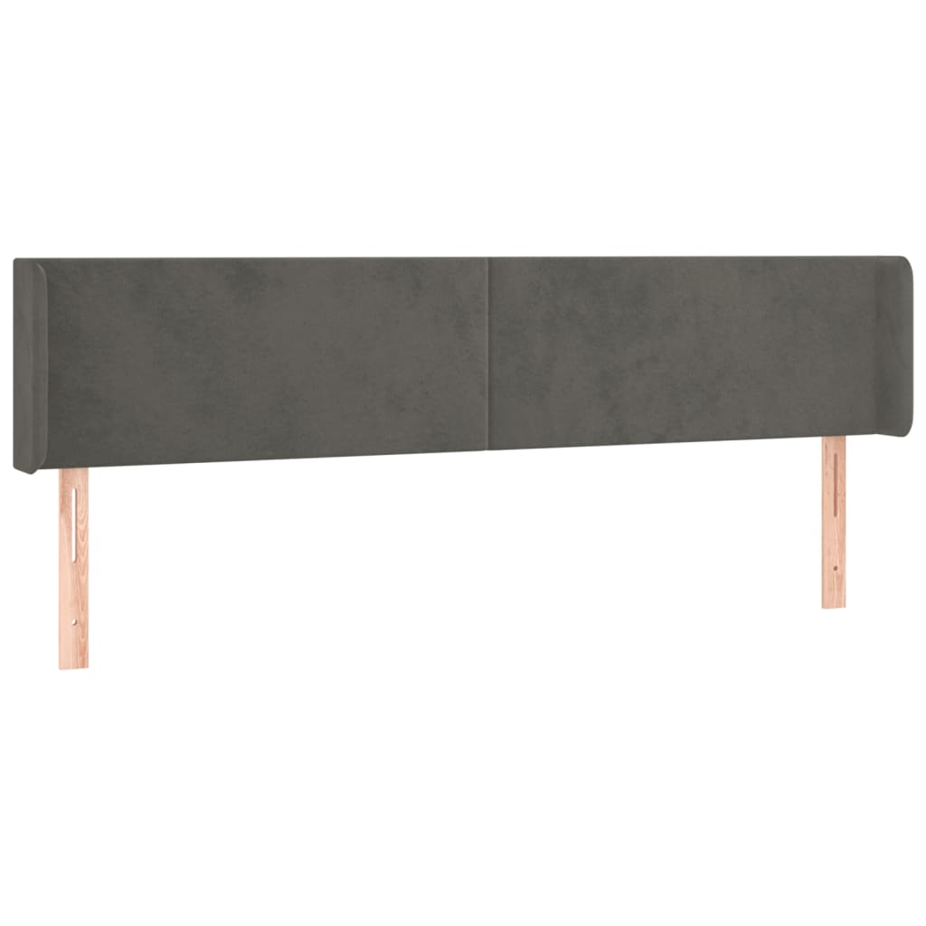 Galvūgalis su LED, tamsiai pilkas, 183x16x78/88cm, aksomas