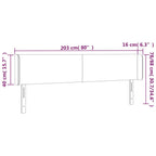 Galvūgalis su LED, juodos spalvos, 203x16x78/88cm, dirbtinė oda