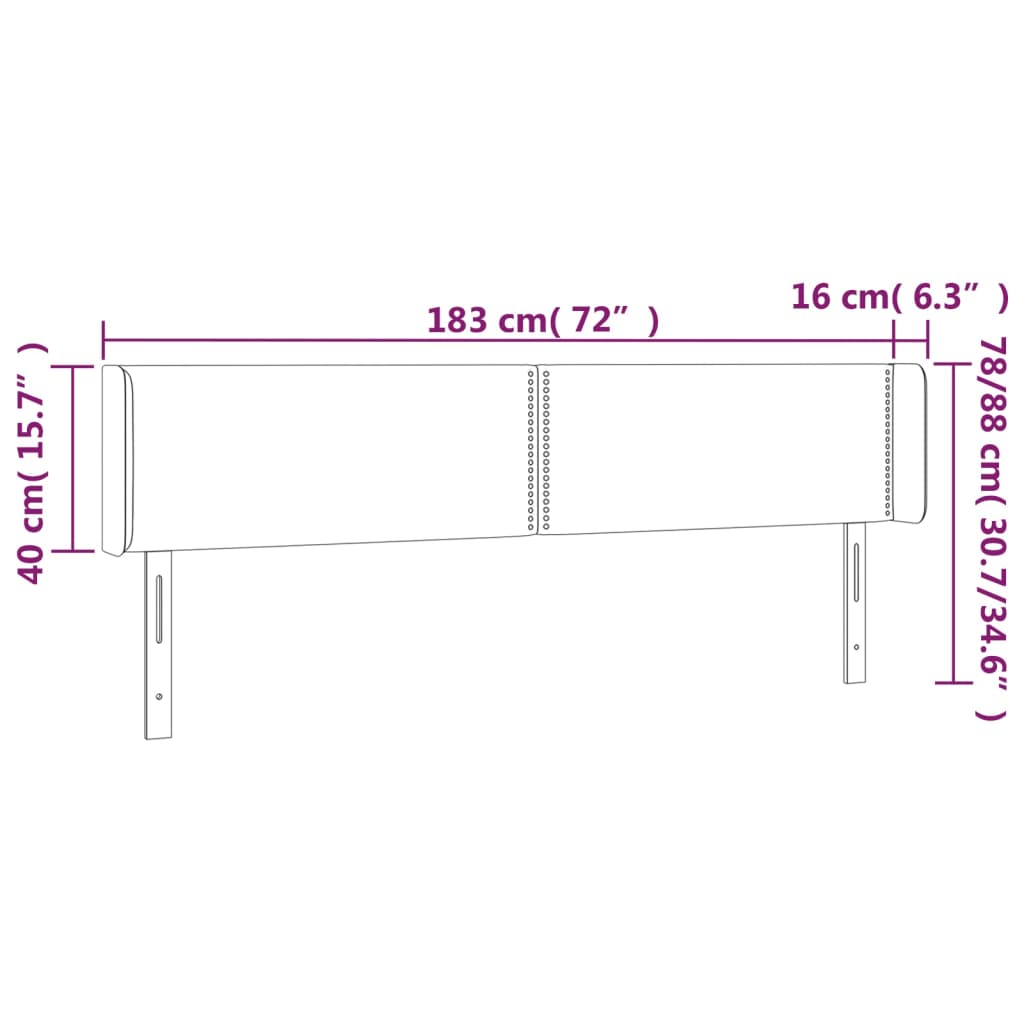 Galvūgalis su LED, tamsiai pilkas, 183x16x78/88cm, audinys
