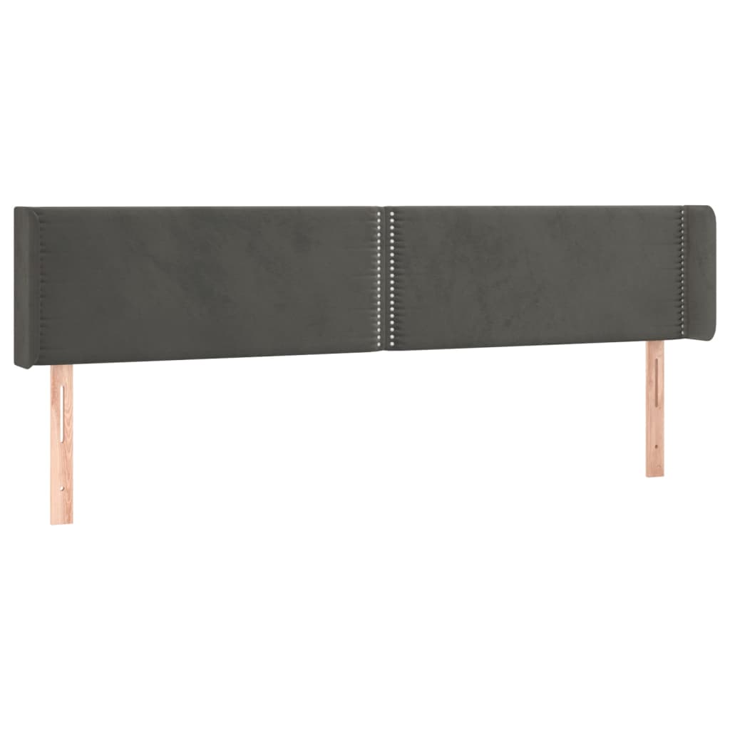 Galvūgalis su LED, tamsiai pilkas, 183x16x78/88cm, aksomas