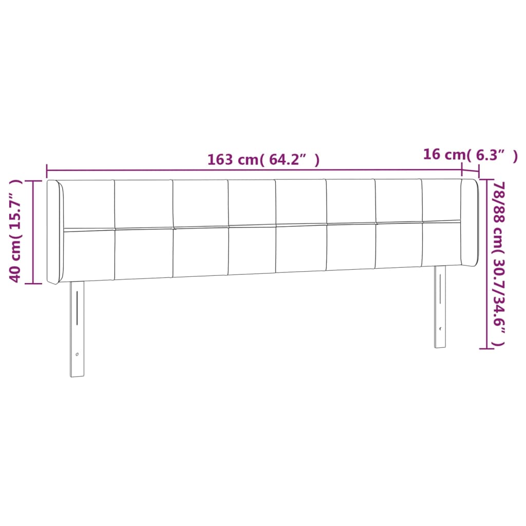 Galvūgalis su LED, juodos spalvos, 163x16x78/88cm, audinys