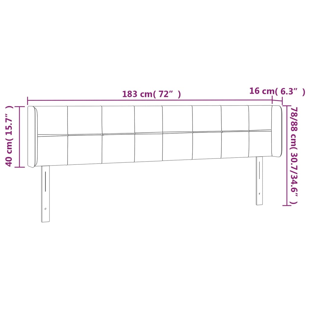 Galvūgalis su LED, juodos spalvos, 183x16x78/88cm, audinys