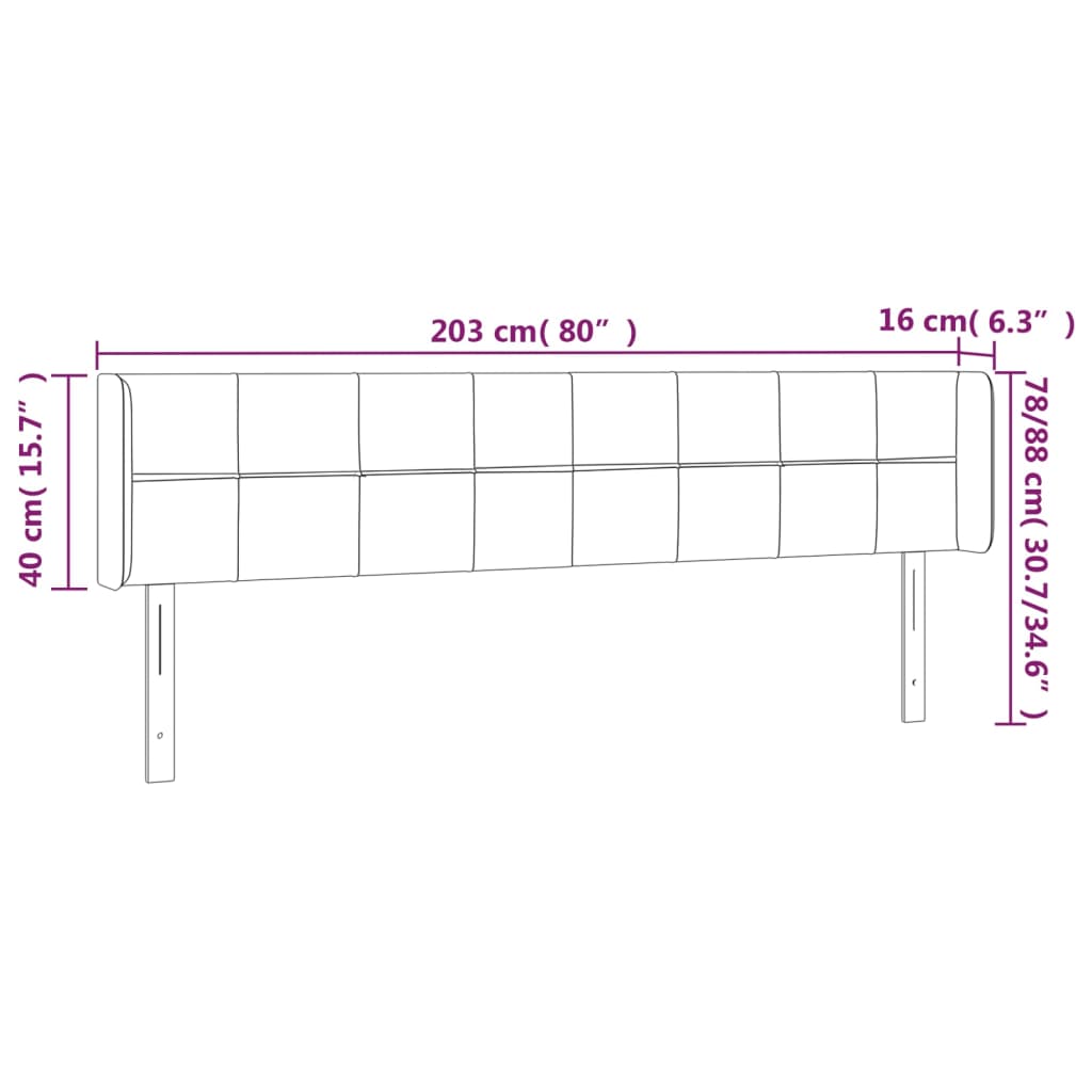 Galvūgalis su LED, taupe spalvos, 203x16x78/88cm, audinys
