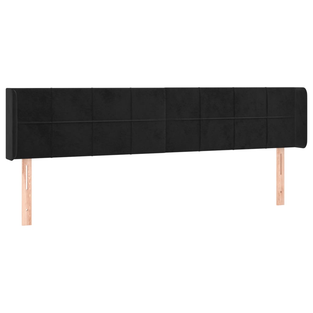 Galvūgalis su LED, juodos spalvos, 183x16x78/88cm, aksomas