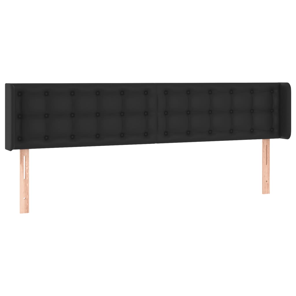 Galvūgalis su LED, juodos spalvos, 183x16x78/88cm, dirbtinė oda