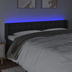 Galvūgalis su LED, juodos spalvos, 203x16x78/88cm, dirbtinė oda