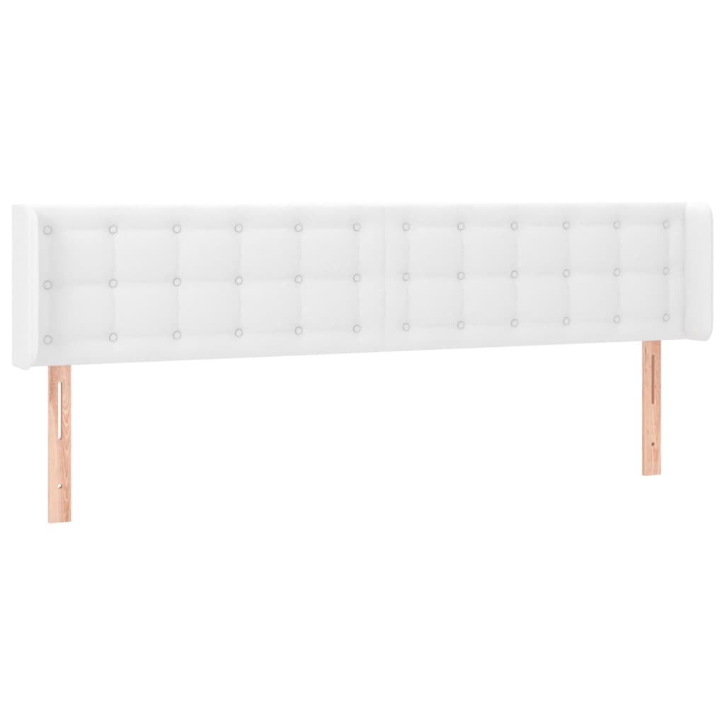 Galvūgalis su LED, baltos spalvos, 203x16x78/88cm, dirbtinė oda