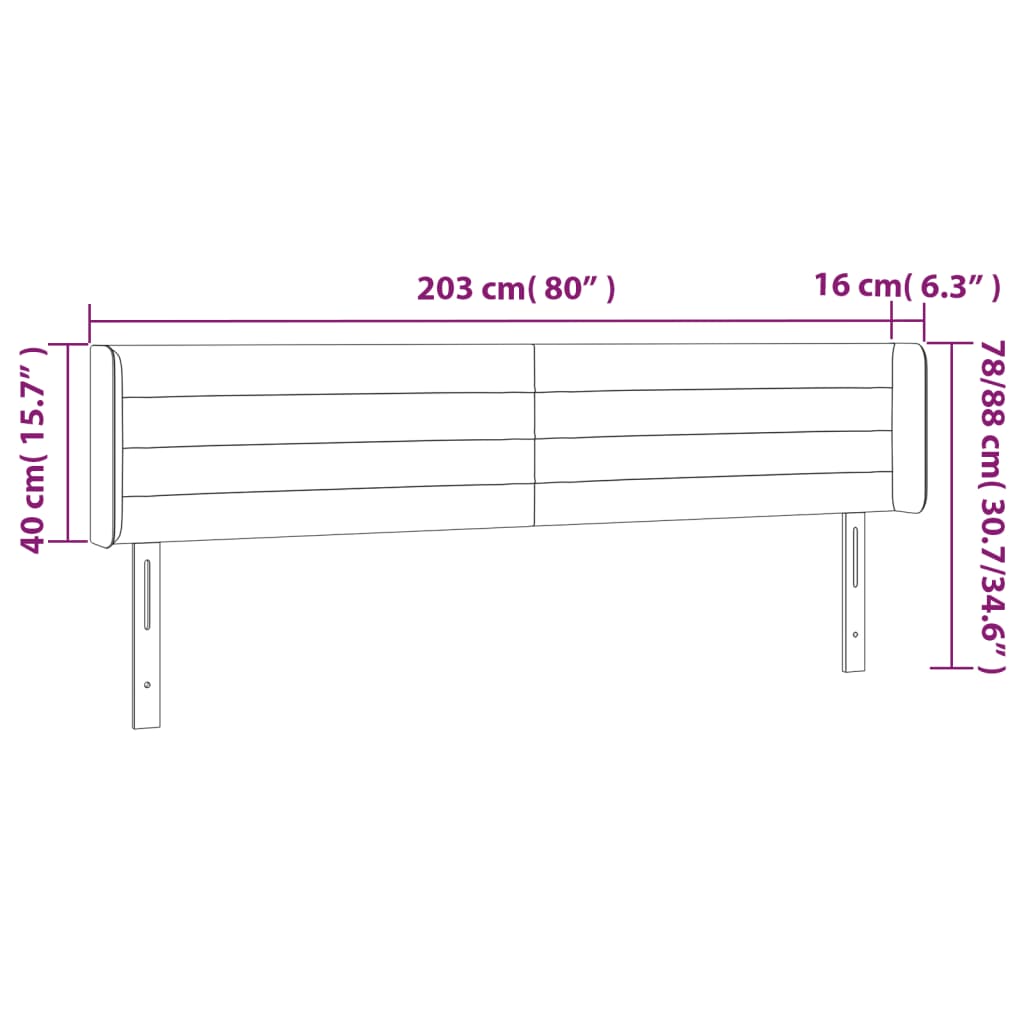 Galvūgalis su LED, taupe spalvos, 203x16x78/88cm, audinys