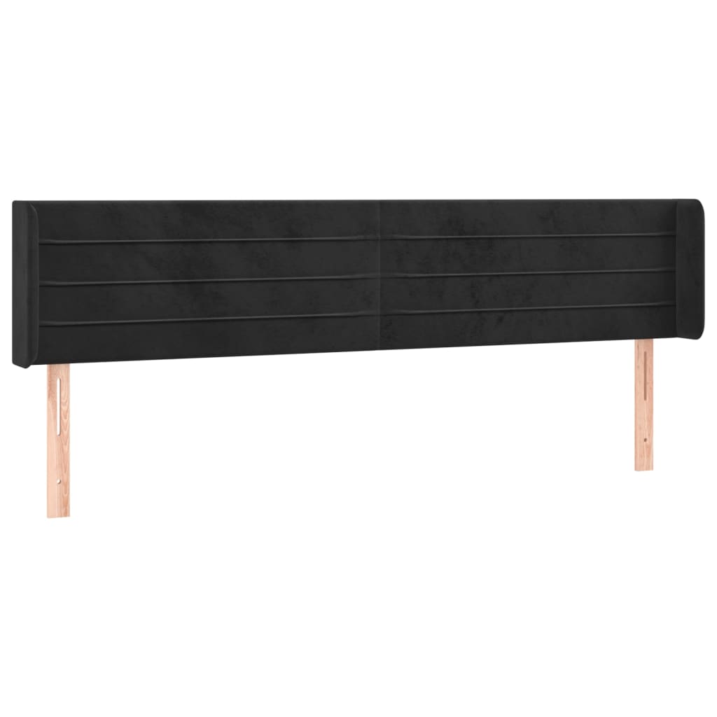 Galvūgalis su LED, juodos spalvos, 163x16x78/88cm, aksomas