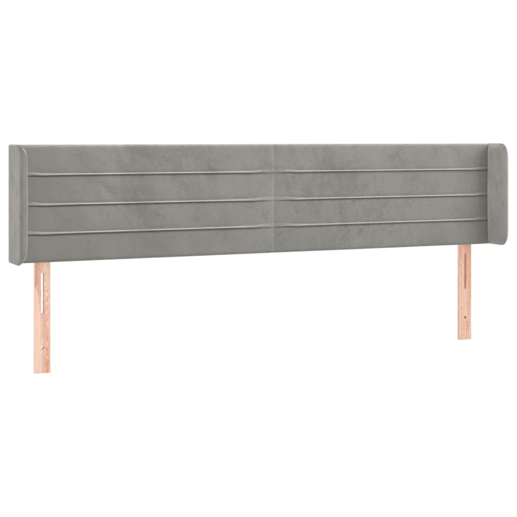 Galvūgalis su LED, šviesiai pilkas, 203x16x78/88cm, aksomas