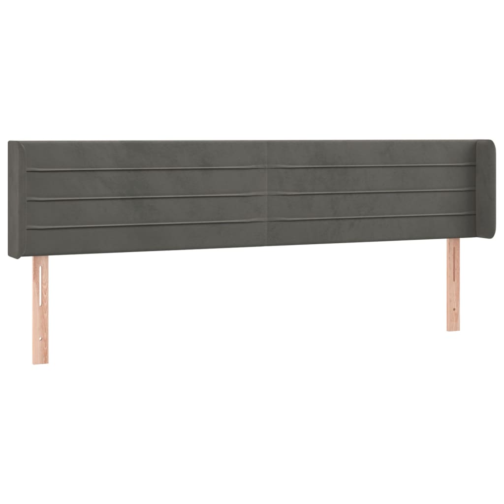 Galvūgalis su LED, tamsiai pilkas, 203x16x78/88cm, aksomas