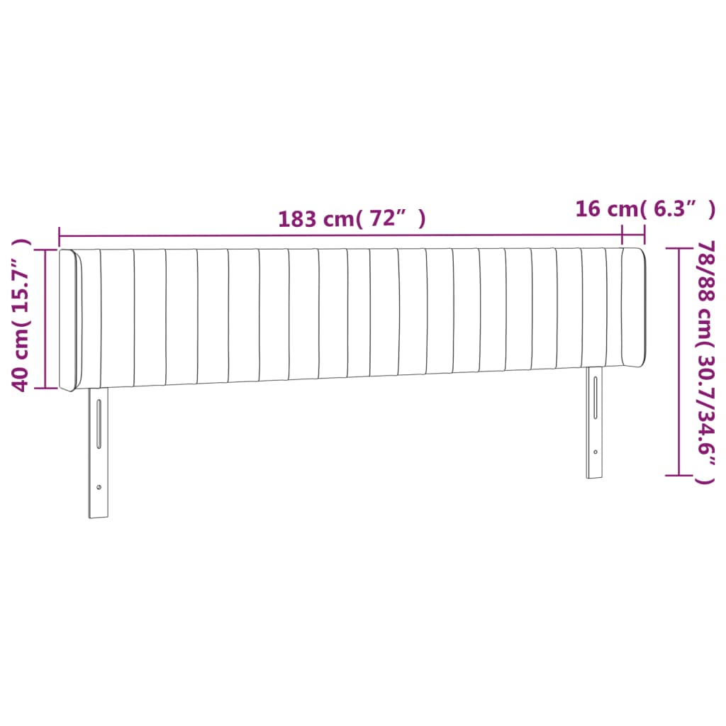 Galvūgalis su LED, juodos spalvos, 183x16x78/88cm, audinys