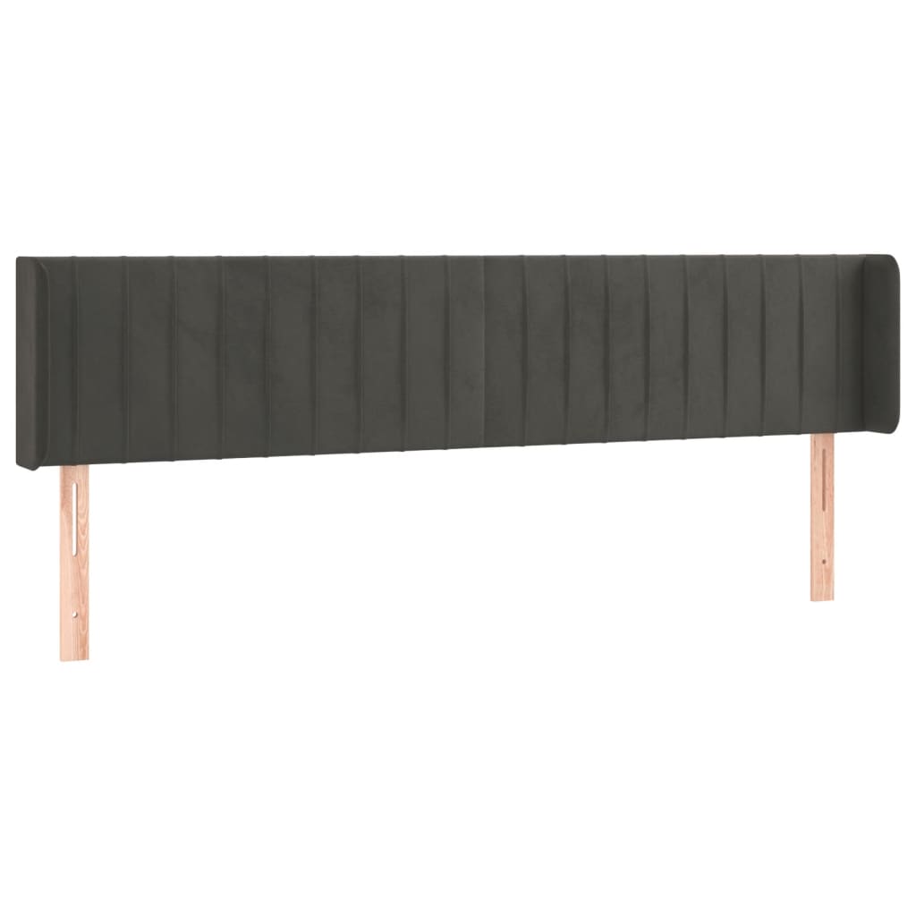 Galvūgalis su LED, tamsiai pilkas, 163x16x78/88cm, aksomas