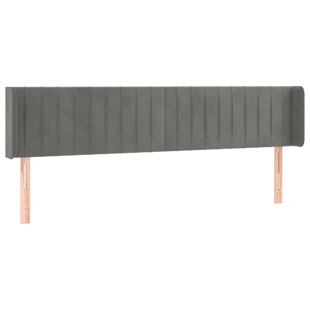 Galvūgalis su LED, šviesiai pilkas, 183x16x78/88cm, aksomas