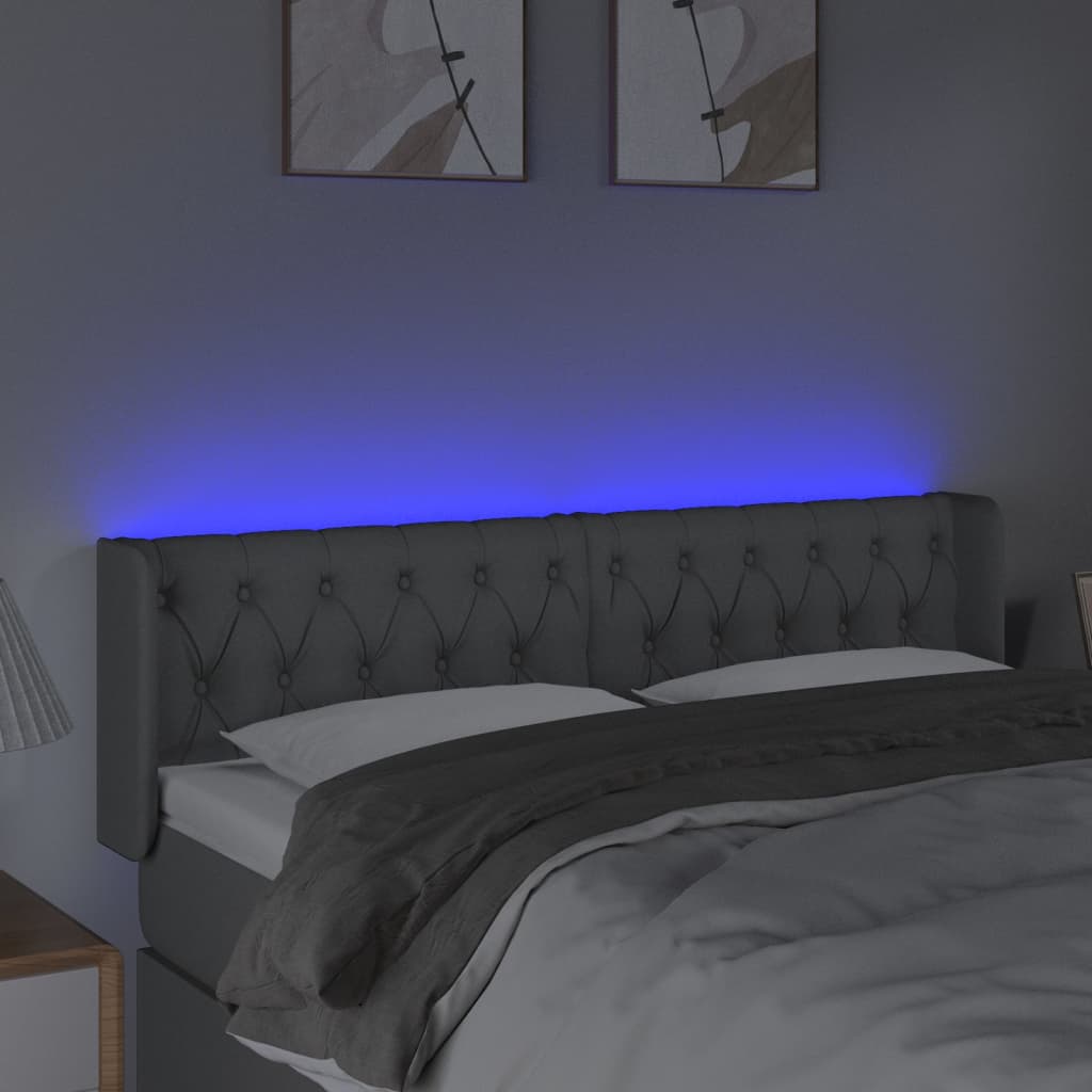 Galvūgalis su LED, šviesiai pilkas, 163x16x78/88cm, audinys