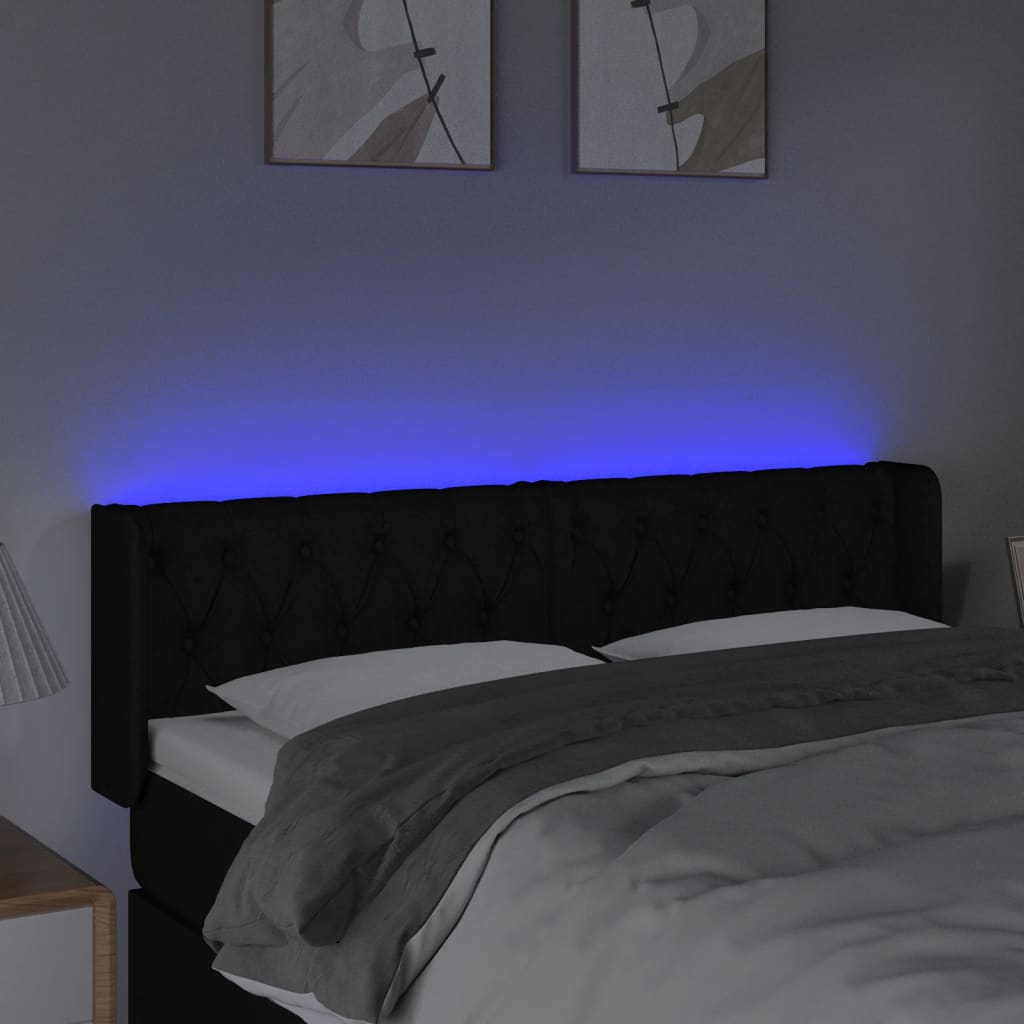 Galvūgalis su LED, juodos spalvos, 163x16x78/88cm, audinys