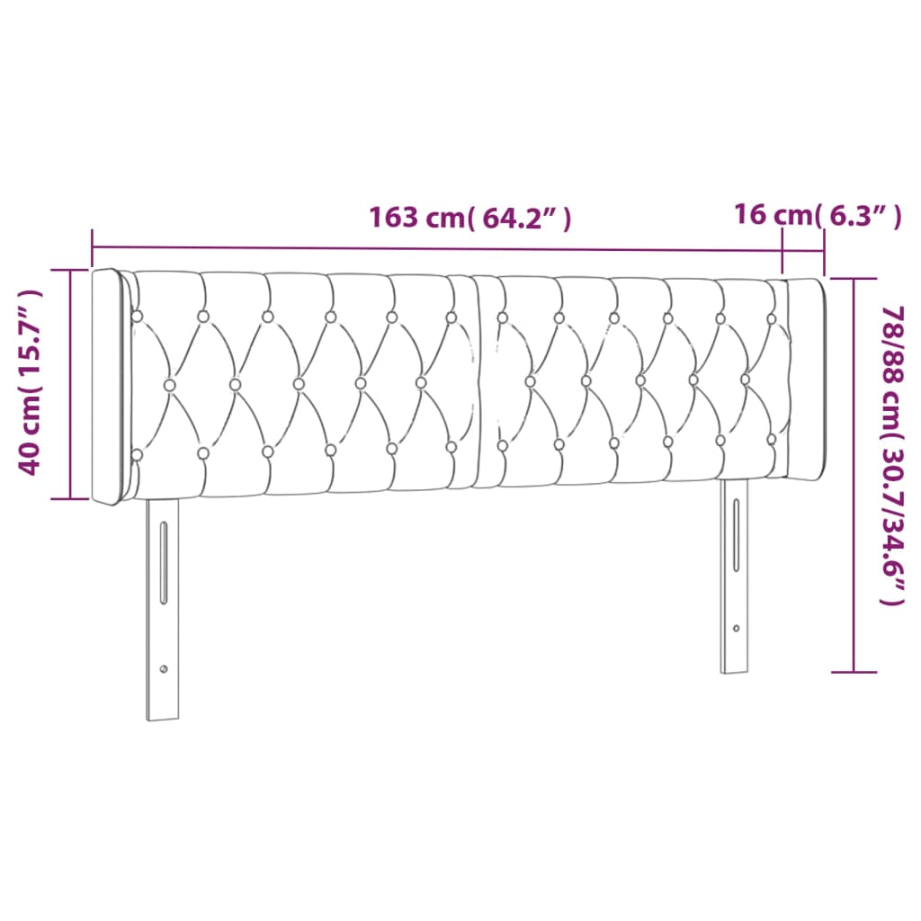Galvūgalis su LED, juodos spalvos, 163x16x78/88cm, audinys