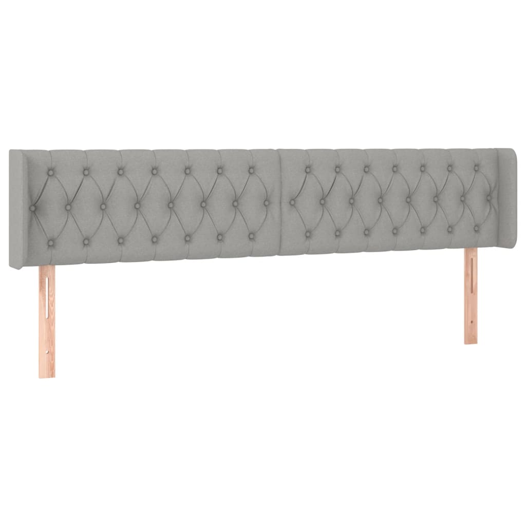 Galvūgalis su LED, šviesiai pilkas, 203x16x78/88cm, audinys