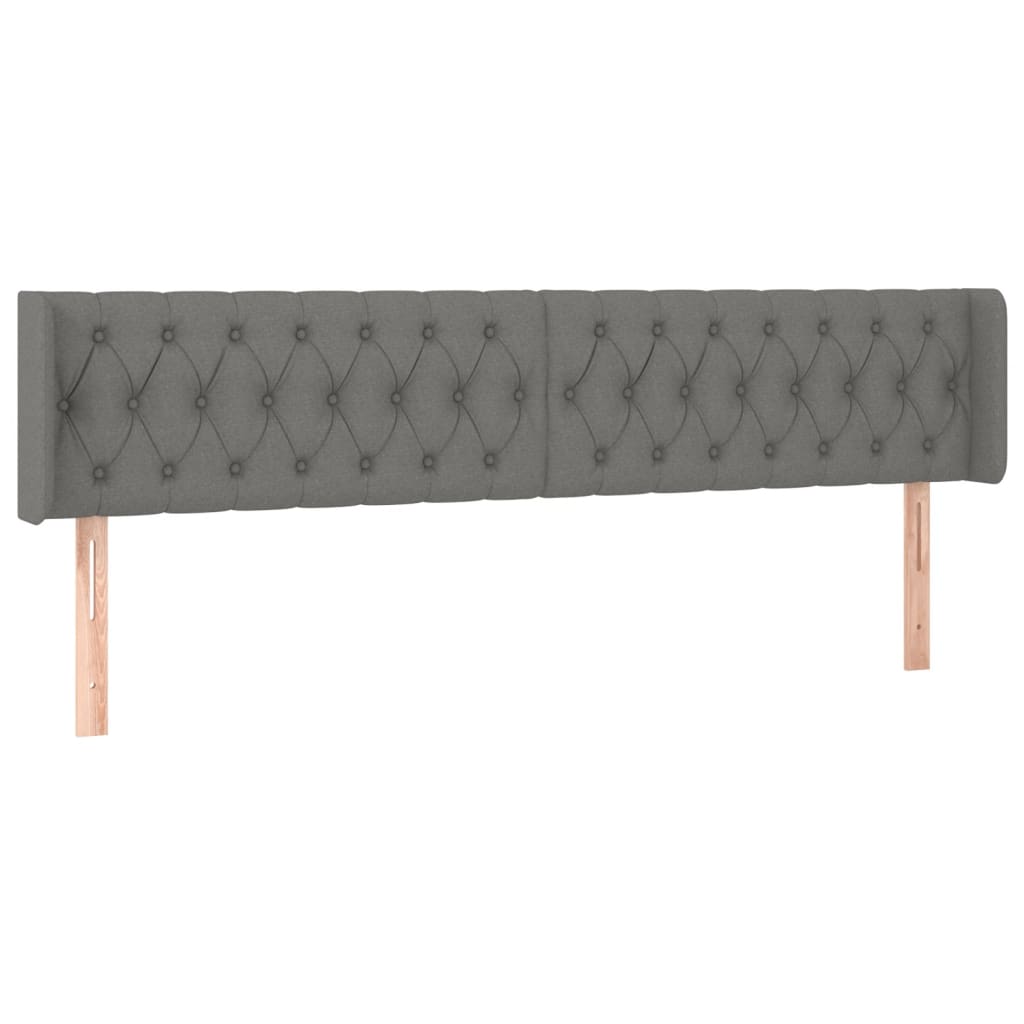 Galvūgalis su LED, tamsiai pilkas, 203x16x78/88cm, audinys