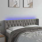 Galvūgalis su LED, šviesiai pilkas, 147x16x78/88cm, aksomas