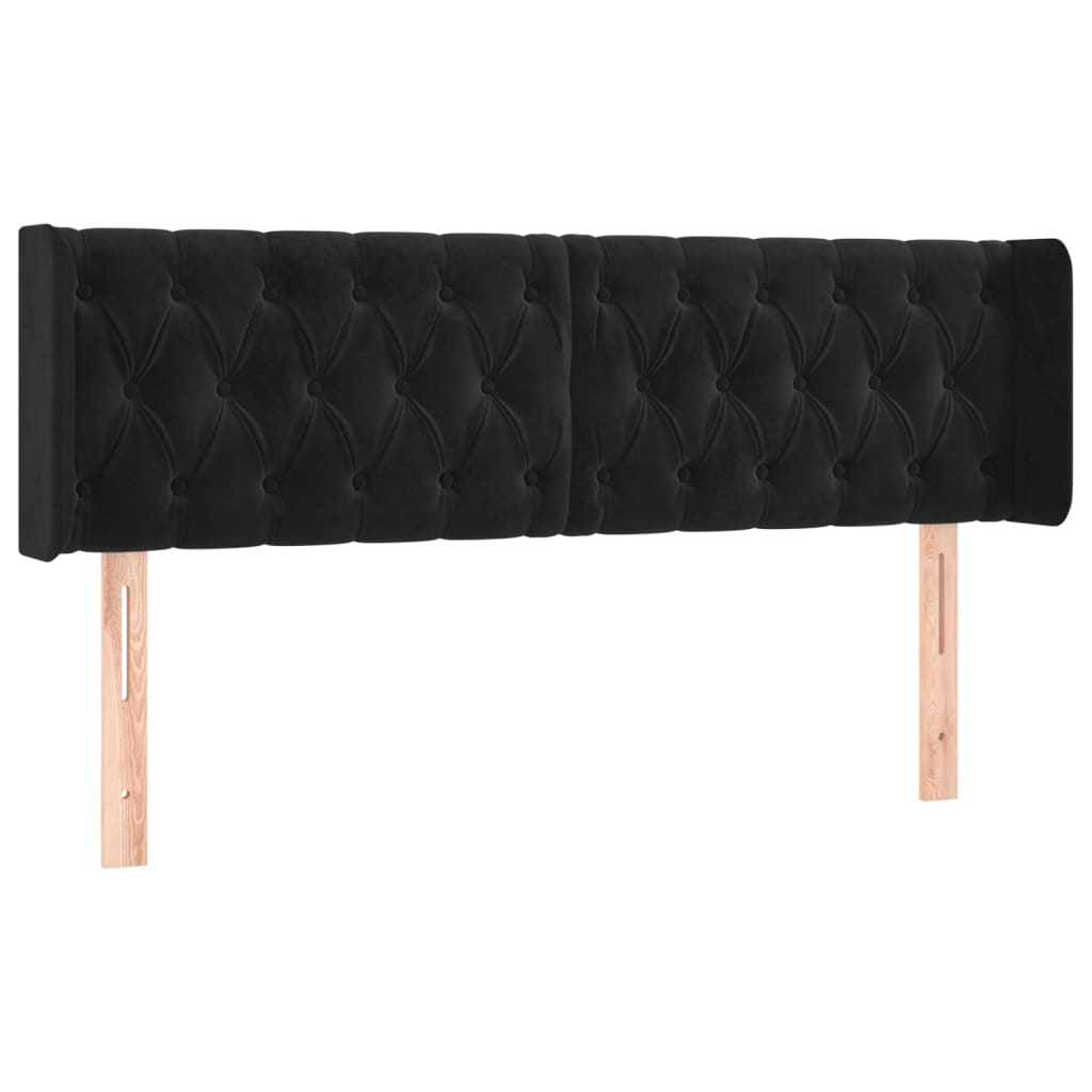 Galvūgalis su LED, juodos spalvos, 147x16x78/88cm, aksomas